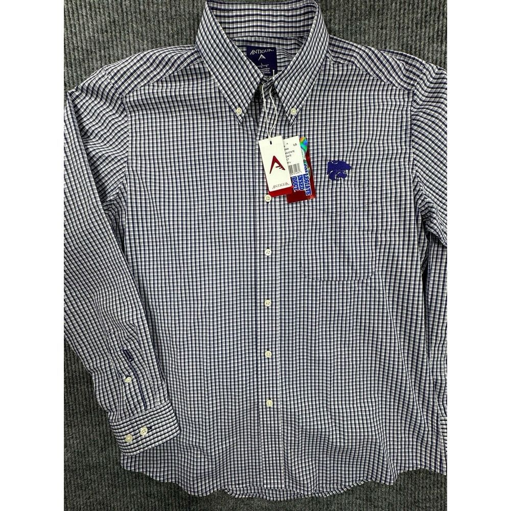 Antigua Shirt Men's Large‎ Kansas Blue Button Down Standard Classic Stretch New